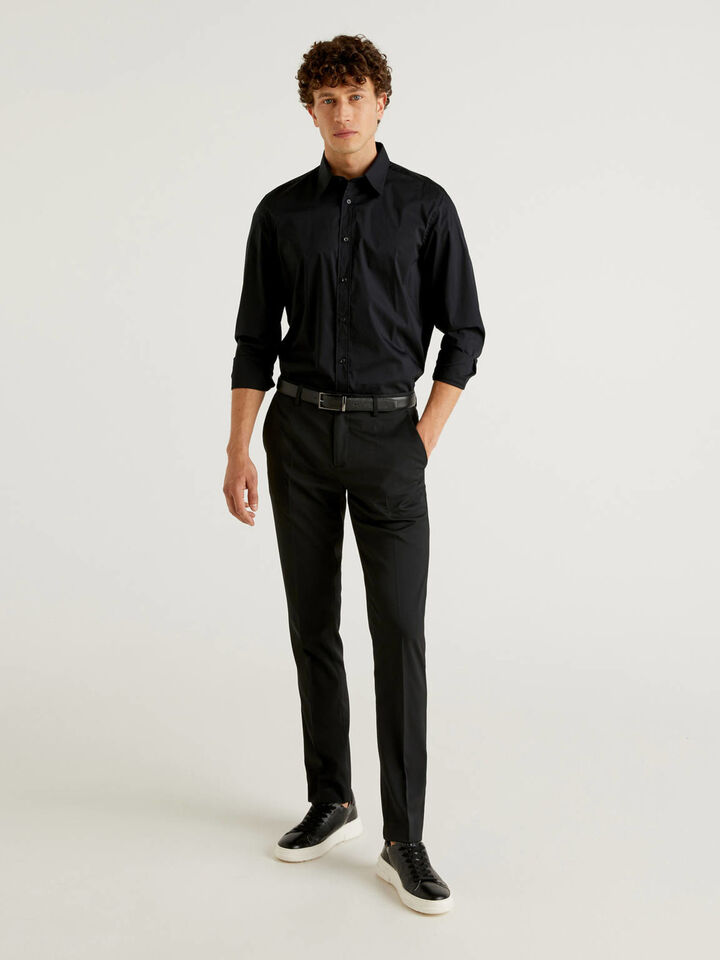Slim fit trousers with crease Men image number 3